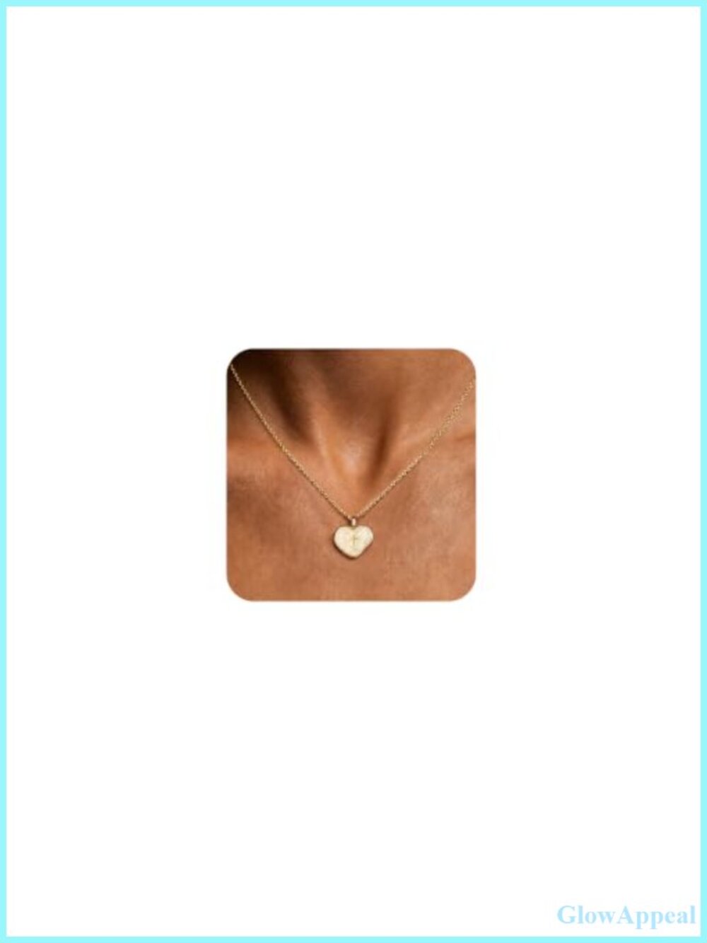 Heart Cross Pendant Necklace 18K Gold Plated Women